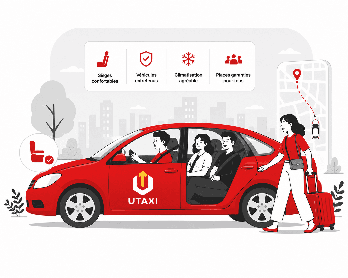 Interface UTAXI pour commandes instantanées et précommandes